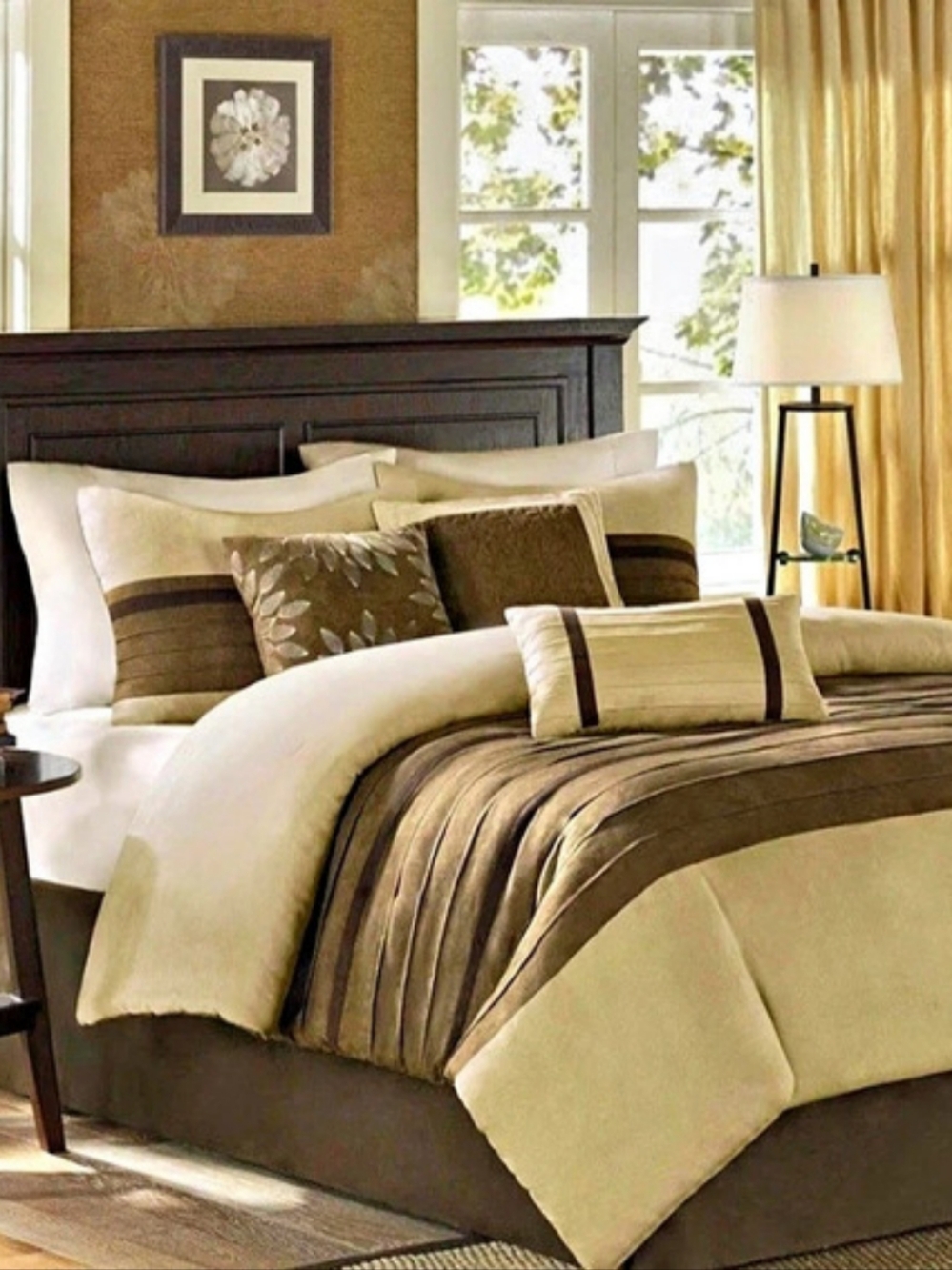 Madison Park Palmer 7-Piece King Faux Suede Taupe Brown Comforter Set
